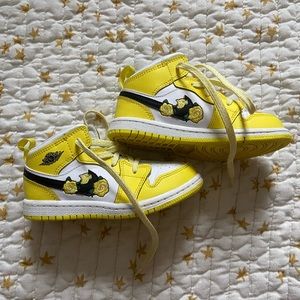 Nike Air Jordan 1 Mid TD Rose Patch Dynamic Yellow Toddler Size 9C